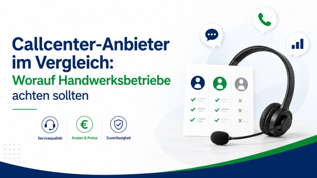 Callcenter-Anbieter vergleichen: Die wichtigsten Kriterien für Handwerksbetriebe bei der Wahl des passenden Telemarketing-Partners, inklusive Checkliste.